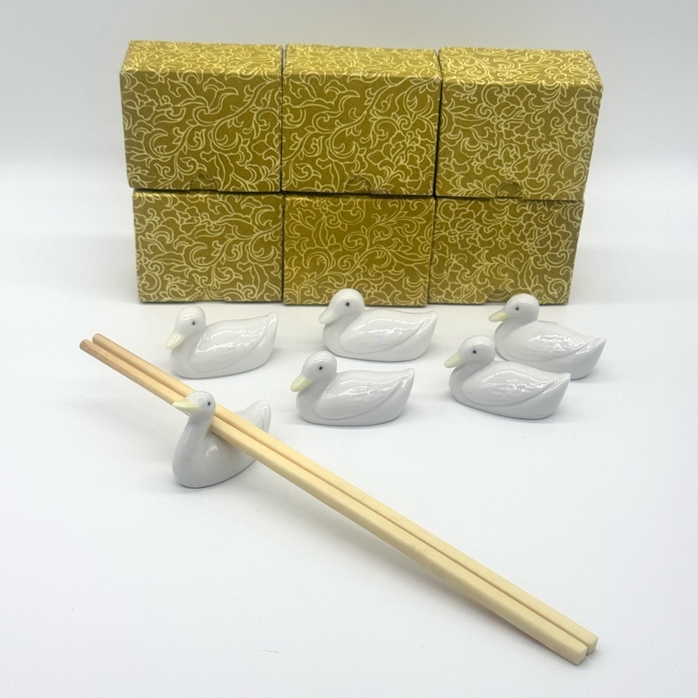 HASHIOKI Ceramic Duck Japanese-Style Chopstick Rests Set of 6